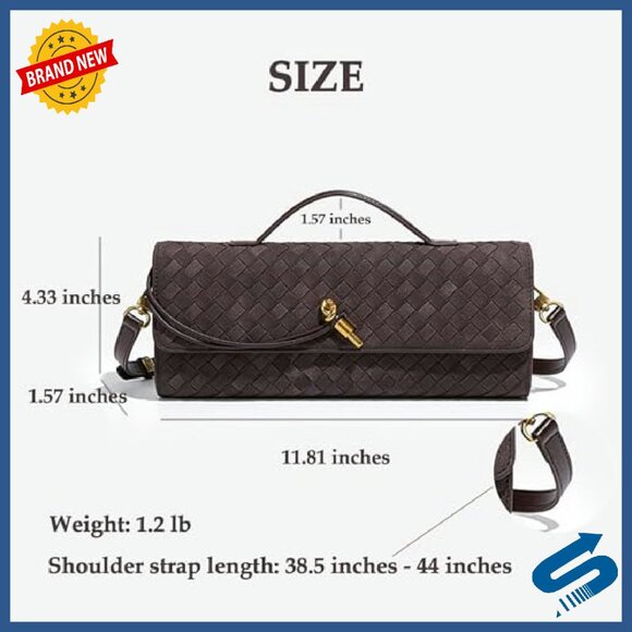 Suede Woven Clutch Crossbody Bag with Removable Strap Evening Purse